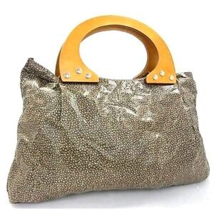 RARE!! Marc Jacobs statement vinyl tote bag with wood handles